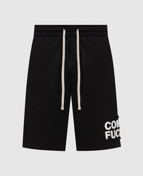 Comme des Fuckdown Чорні шорти з вставкою логотипа FMS6CFABM01928