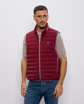 Brunello Cucinelli Бордовый пуховый жилет с эмблемой MM49A7460G