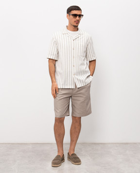 Agnona Белая рубашка с льном в полоску TD09U3YYB200