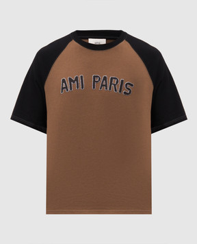 Ami Paris Коричнева футболка з логотипом HTS350726