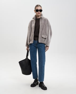 Simonetta Ravizza Серая дубленка Preston F05JA388H36