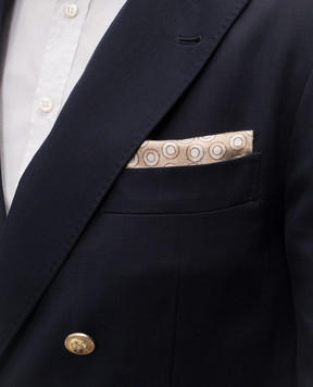 Brunello Cucinelli Бежева хустка-паше із шовку у візерунок горох MX8720091