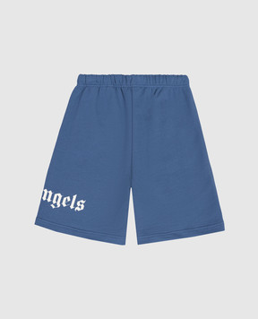 Palm Angels Детские синие шорты с принтом логотипа PBCI006S26FLE001