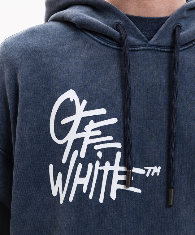 Off-White Синє худі з брендовим принтом 44MBB085S26F007 зображення 5