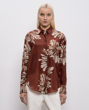 Brunello Cucinelli Коричневые блузки из шелка в принт MQ967RH206