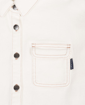 Palm Angels Детская джинсовая куртка цвета айвори с принтом логотипа PGGE007S26FAB001