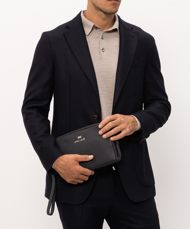 Enrico Mandelli Синий кожаный клатч 02HAND7213 изображение 2