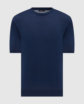 Stefano Ricci Синя футболка із шовку з вишивкою логотипа K616215G10F26101