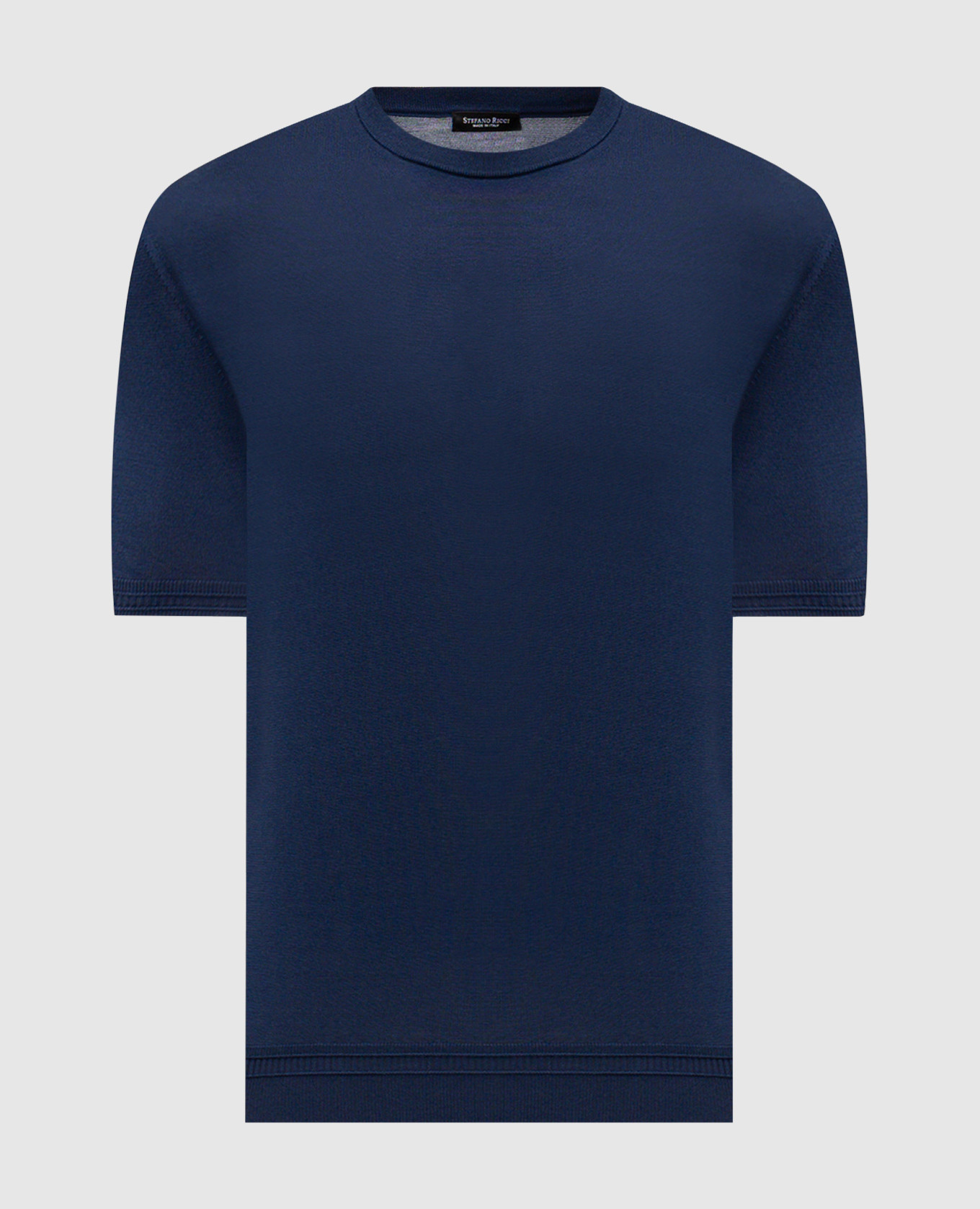 Голубая футболка из шелка с вышивкой логотипа