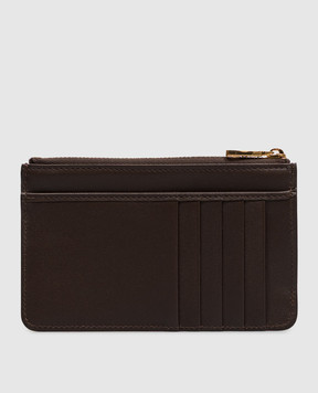 Dolce&Gabbana Коричневый кожаный картхолдер с пластиной логотипа BI1261A9S25