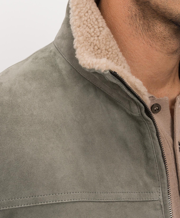 Canali Зеленая замшевая куртка LE00298O70509 изображение 5