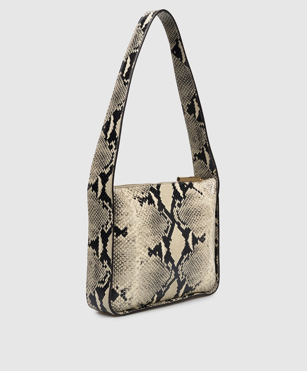 Khaite Бежева шкіряна сумка Lori з тисненням під шкіру рептилії H1043803 зображення 3
