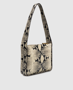 Khaite Бежевая кожаная сумка Lori с тиснением под кожу рептилии H1043803