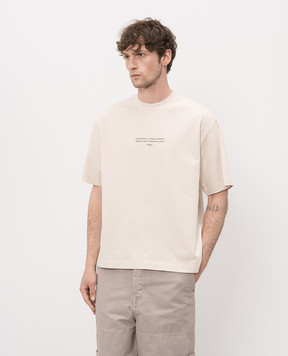 Off-White Бежева футболка з принтом логотипа 44MAA120S26J007