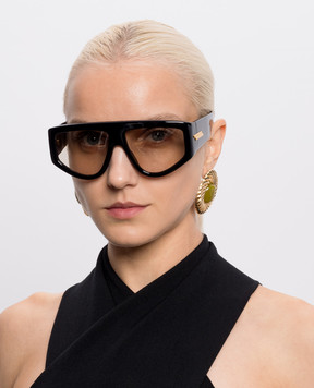 Bottega Veneta Черные солнцезащитные очки Shield A002JNV2Q30