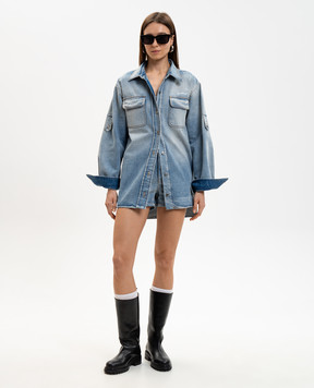 Off-White Блакитні джинсові шорти з ефектом потертості 2YC019S26DEN002