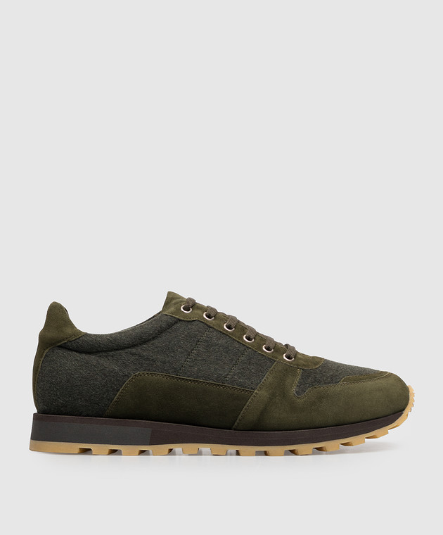 ISAIA Зеленые комбинированные кроссовки RUNB07PLT07