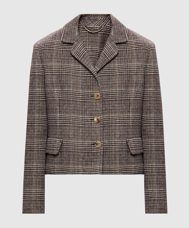 Ermanno Scervino Коричневий жакет з вовни в клітинку D496I301VCZLD