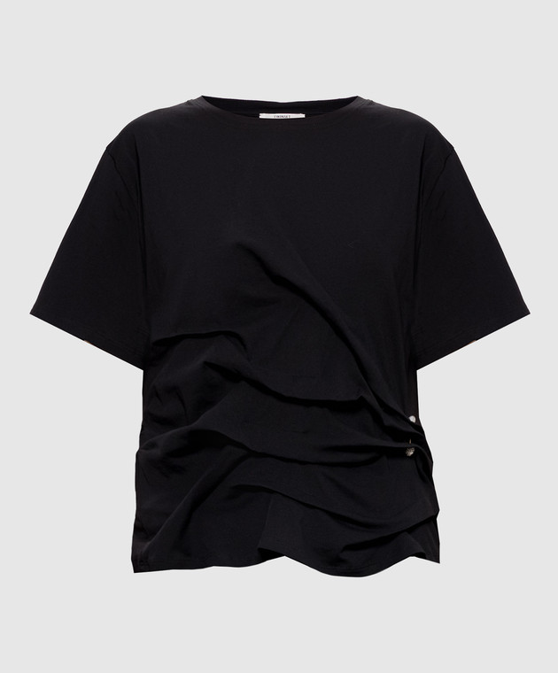 Twinset Черная футболка с драпировкой 262LI2XEE