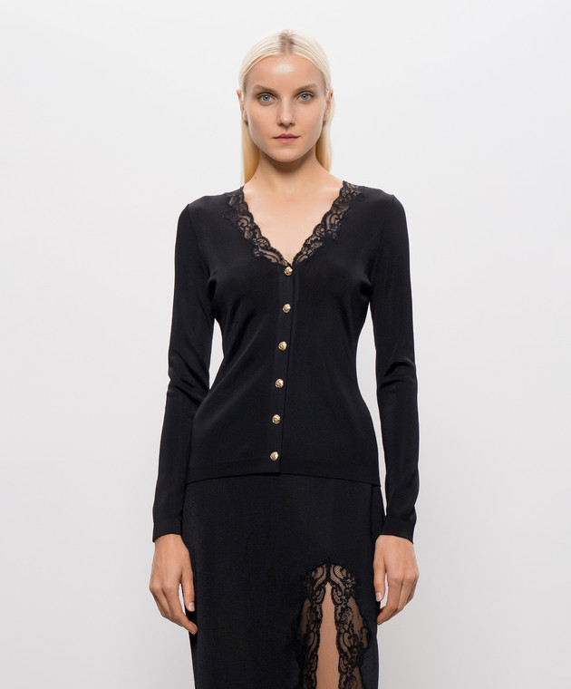 Balmain Чорний кардиган з мереживом CA0000000011 зображення 3