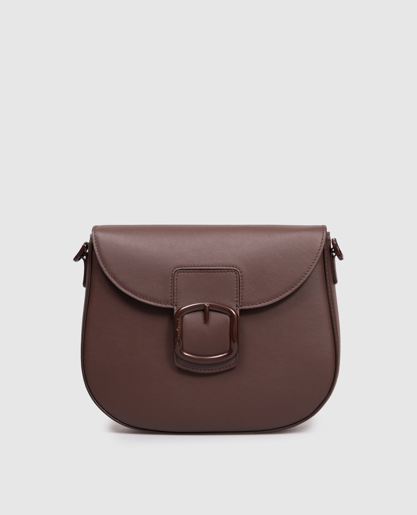 

Коричневая кожаная сумка-мессенджер с логотипом, Коричневый, Сумки через плечо