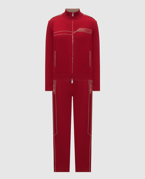Stefano Ricci Червоний спортивний костюм з шовком та шкірою крокодила K616432B47F26103KT4D