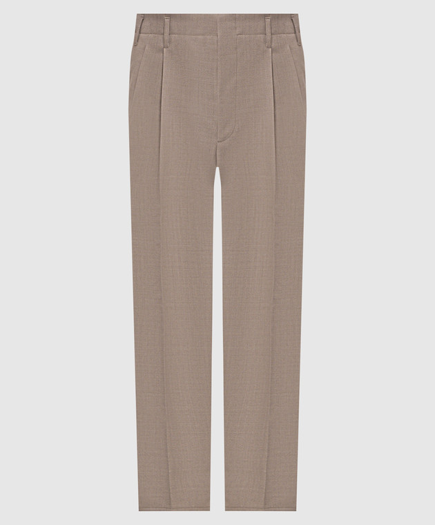 Brunello Cucinelli Бежевые брюки из шерсти ME267S2440