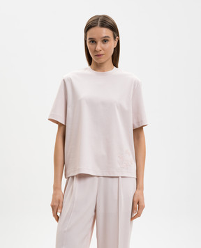 Agnona Рожева футболка з вишивкою TT1103LY2050