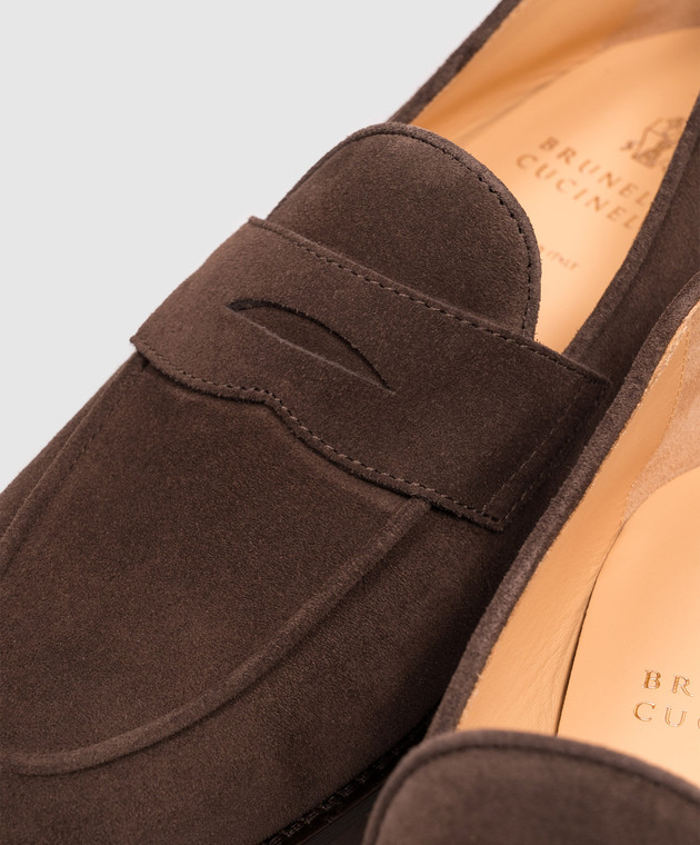 Brunello Cucinelli Коричневые замшевые лоферы MZUSOLE670 изображение 5