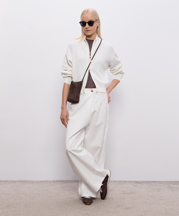 Brunello Cucinelli Фіолетова футболка з кашеміром та шовком M41835700P зображення 2