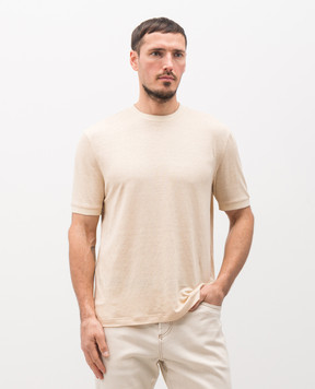 Brett Johnson Бежевая футболка из льна и шелка SS26J8JD609SAN