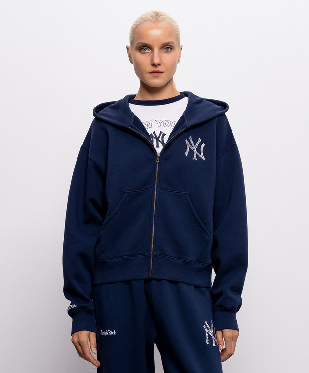 Sporty & Rich Синяя утепленная спортивная куртка Yankees ST094818635BL107 изображение 3
