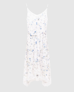 Juun.j Белое платье в цветочный принт с кружевом JW6271W050