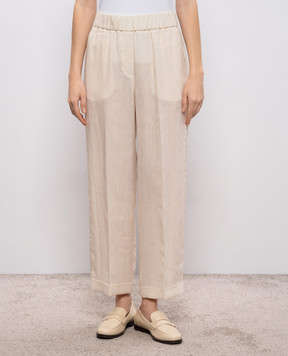 Peserico Бежеві штани з льону з відворотами P0444502600