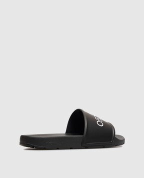 Off-White Чорні слайдери з контрастним логотипом OF06097001