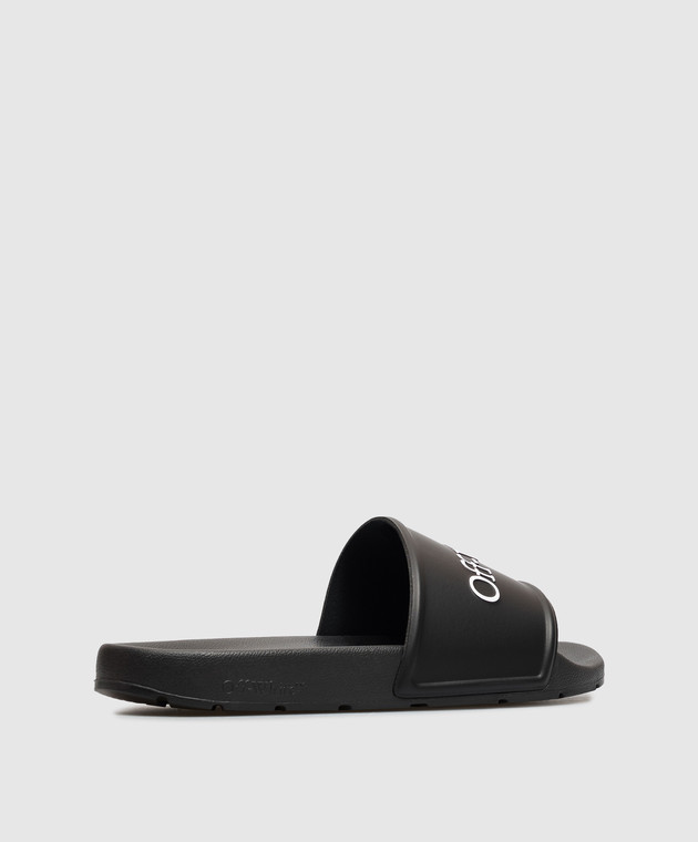 Off-White Черные слайдеры с контрастным логотипом OF06097001 изображение 3