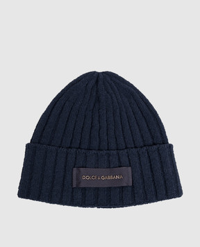 Dolce&Gabbana Синяя шапка в рубчике с нашивкой логотипа GX64KTJGMLK