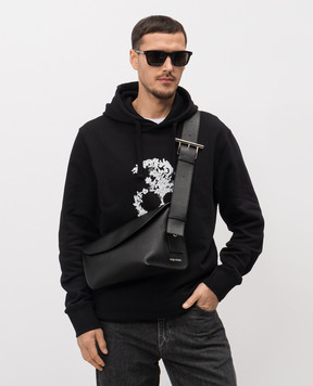Alexander McQueen Черная кожаная сумка T-Bar с логотипом 8399881VDBF