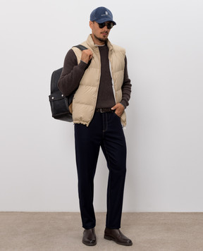 Brunello Cucinelli Футболка с вышивкой надписи цвета айвори M0B138518