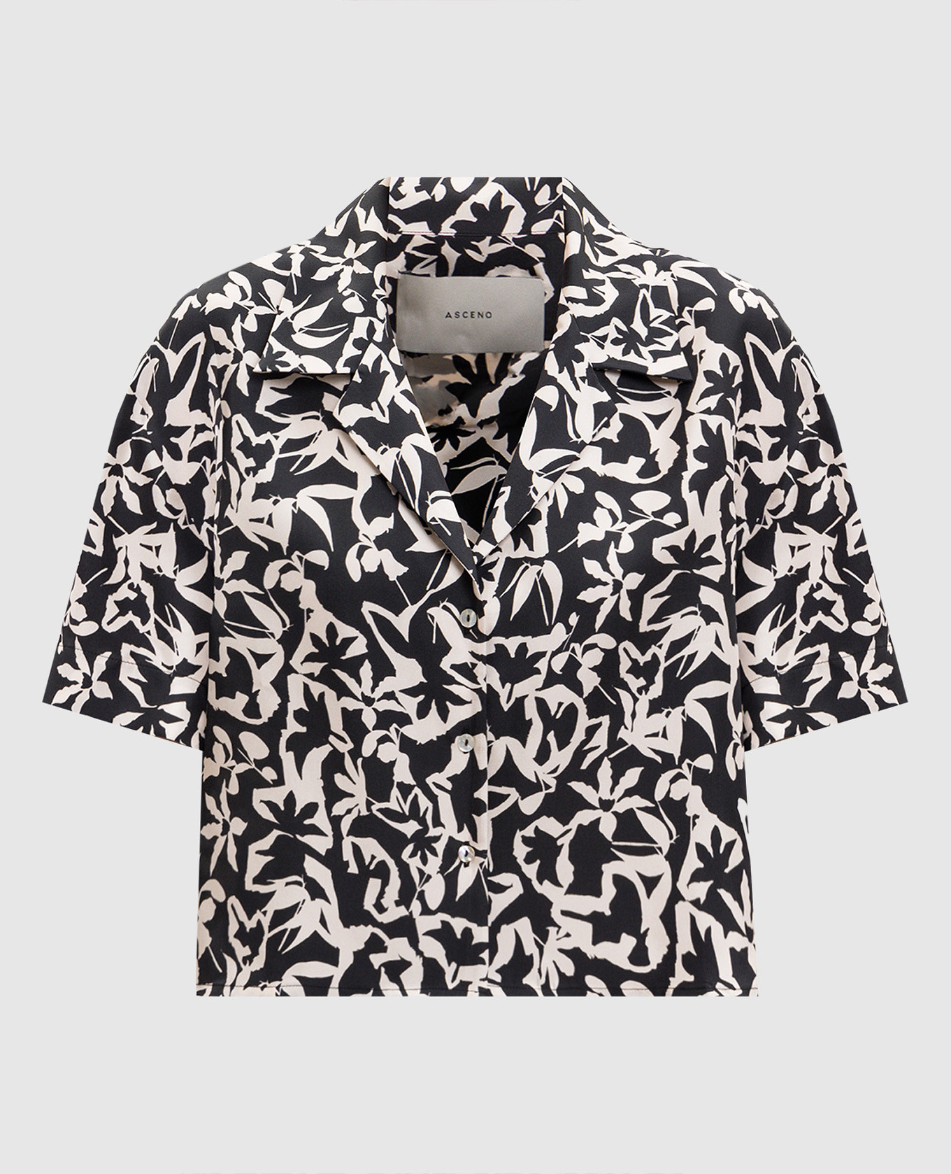 Чорна укорочена блуза Lincoln із шовку в принт