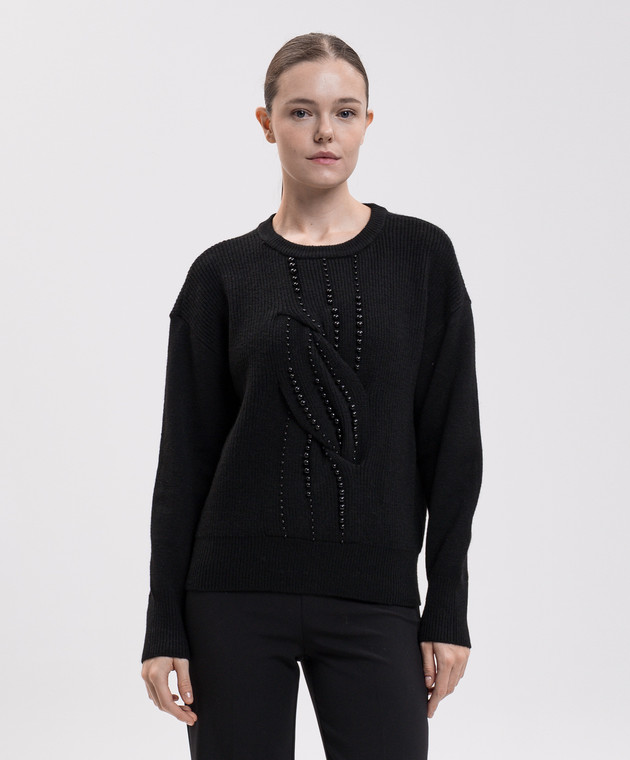 Twinset Черный свитер с бусинами 262AT3081 изображение 3