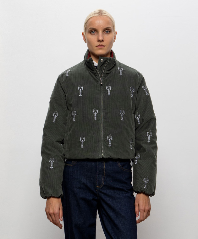 Thom Browne Вельветовая двухсторонняя пуховая куртка LOBSTER FBD077EE1645 изображение 3
