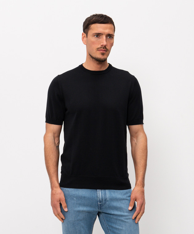 Cashmere&Whiskey Черная футболка с шелком FS03 изображение 2