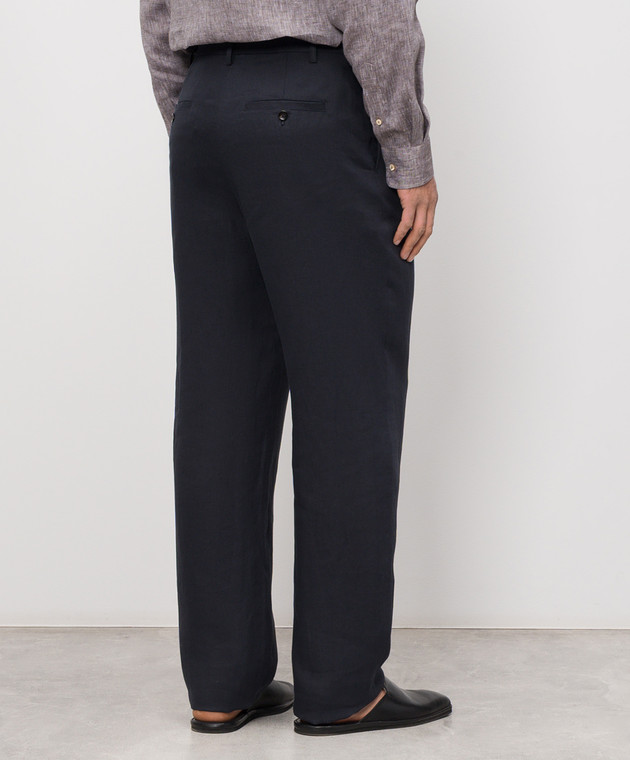 Agnona Темно-сині штани з льону T711U7YU3049 зображення 4