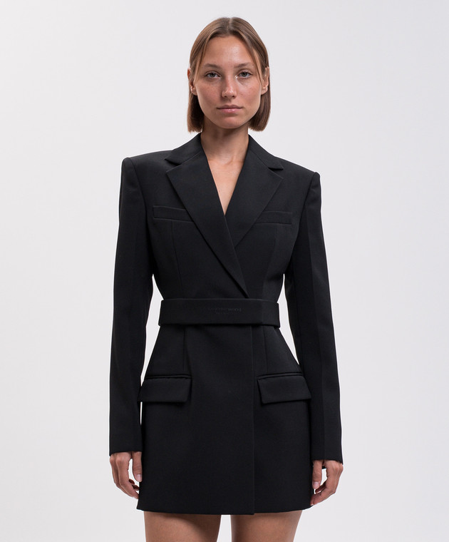 Alexander Wang Черное двубортное платье-жакет из шерсти 1WC3236580 изображение 3
