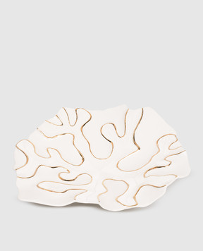 Fos Ceramiche Біле порцелянове декоративне блюдо Nymfa з позолотою NYMFAG