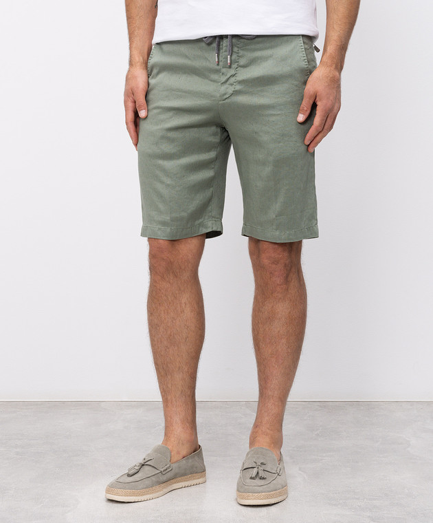 Marco Pescarolo Зелені шорти з льоном CENITO5302 зображення 3