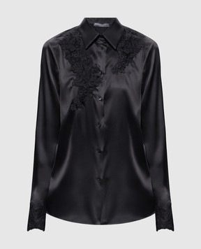 Ermanno Scervino Life Черная блуза из шелка с кружевом D494K606TBW