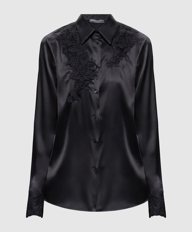 Ermanno Scervino Life Черная блуза из шелка с кружевом D494K606TBW