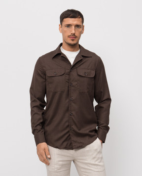 Doriani Cashmere Коричнева сорочка з вовни та шовку DOSLIDR42T196